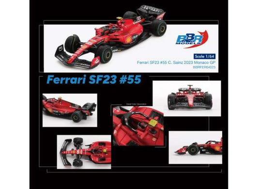 Pre-Order – 2023 Ferrari SF23 #55 C. Sainz, Monaco GP 2023 red/black 1:64 BBR Model (BBRFER64023) – ETA. September 2026