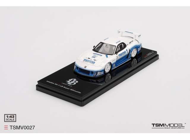 Pre-Order – 2025 Mazda RX7 (FD3S) LB-Super Silhouette ISMA, white/blue 1:43 TrueScale Model (TSMV0027) – ETA. September 2026