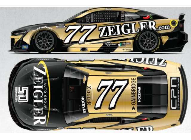 2025 Chevrolet #77 Carson Hocevar *Zeigler 50th Anniversary*, gold/black 1:64 Action Racing Collectibles Model