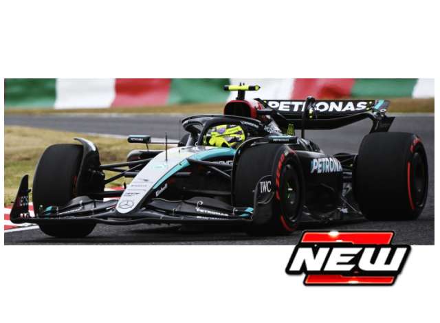 Pre-Order – 2024 Mercedes Benz AMG W15 #44 Lewis Hamilton with figure, black/silver/turquoise 1:24 Bburago Model (bura28069H) – ETA. July/August 2026