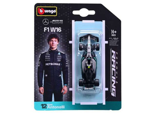 2025 Mercedes-Benz AMG W16 #12 Kimi Antonelli 1:64 Bburago Model Car (BUR58002A)