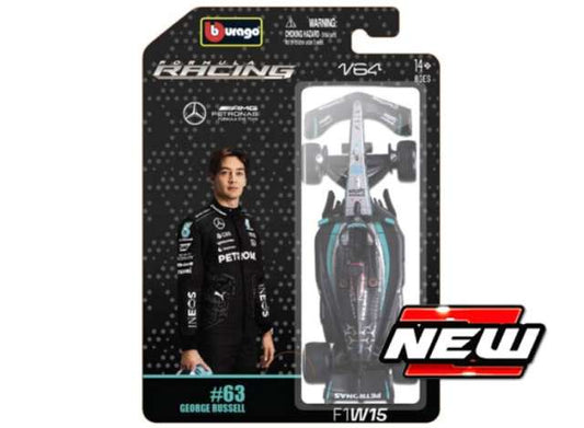 2025 Mercedes-Benz AMG W16 #63 George Russell 1:64 Bburago Model Car (BUR58002R)