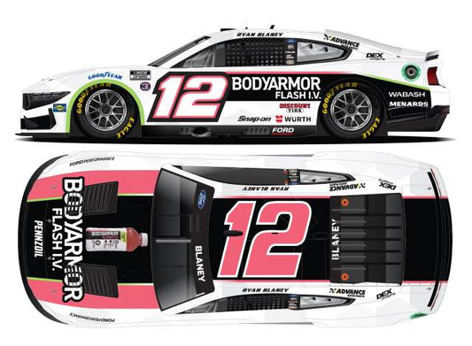2024 Ford Mustang #12 Ryan Blaney *Bodyarmor Flash I.V.*, white/pink/black 1:24 Action Racing Collectibles Model