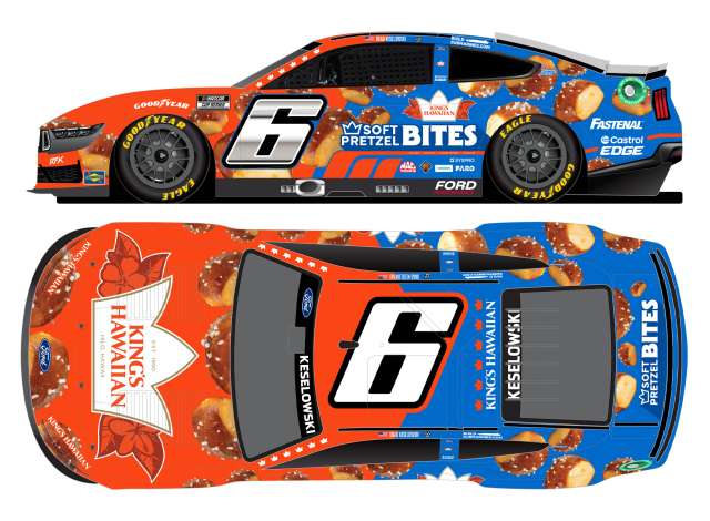 2024 Ford Mustang #6 Brad Keselowski *King`s Hawaiian Soft Pretzel Bites * orange/blue 1:24 Action Racing Collectibles Model