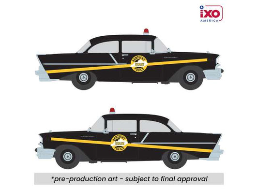 Pre-Order – 1957 Chevrolet One-Fifty *Kentucky State Police*, black/yellow 1:64 IXO America Model (ixoIA64015) – ETA. September 2026