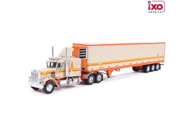1973 Peterbilt 359 with Modern Trailer, orange/cream 1:64 IXO America Model (IXOU64TRTR002M) – ETA. January/February 2027