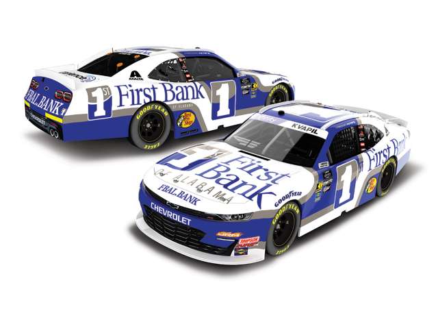 2025 Chevrolet #1 Carson Kvapil *First Bank of Alabama*, white/blue 1:64 Action Racing Collectibles Model