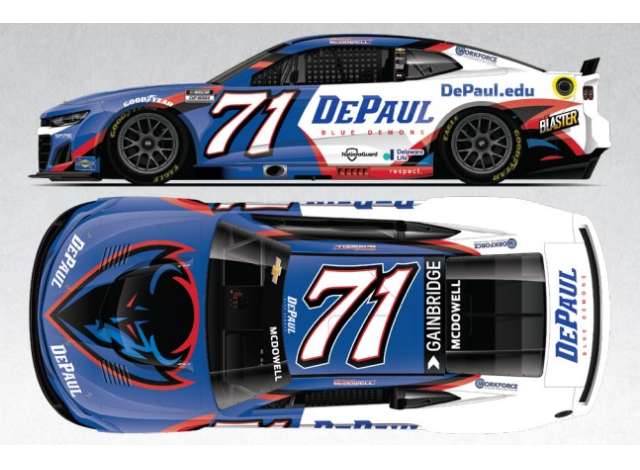 2025 Chevrolet #71 Michael McDowell *DePaul University*, blue/white/red 1:64 Action Racing Collectibles Model