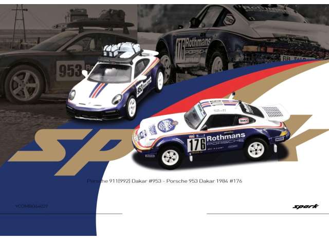 Pre-Order – 1/64  Porsche 911(992) Dakar #953 - Porsche 953 Dakar 1984 #176, various 1:64 Tiny Toys Model (TinyYCOMBO64029) – ETA. July/August 2026