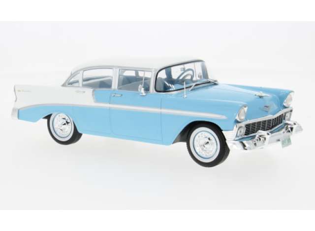 Pre-Order – 1956 Chevrolet Bel Air 4-Door HardTop, blue/white 1:24 Whitebox Model (WB124248) – ETA. September 2026