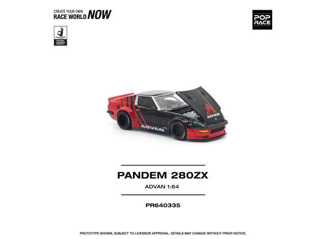 Pre-Order – Pandem 280ZX *Advan*, black/red 1:64 Pop Race Limited Model (PR640335) – ETA. July/August 2026