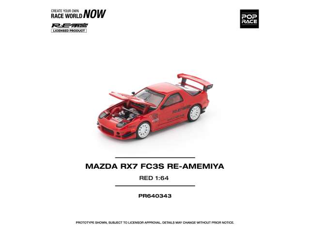 Pre-Order – Mazda RX7 FC3S Re-Amemiya, red 1:64 Pop Race Limited Model (PR640343) – ETA. July/August 2026