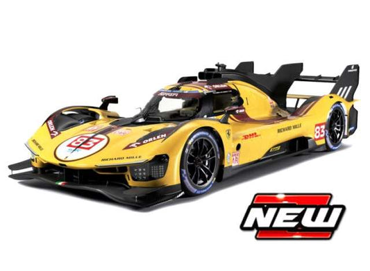Pre-Order – 2025 Ferrari 499P 3.0L Turbo #83 Kibica/Hanson/Ye Winner 24h Le Mans 2025, yellow 1:43 Bburago Model (bura36321) – ETA. September 2026