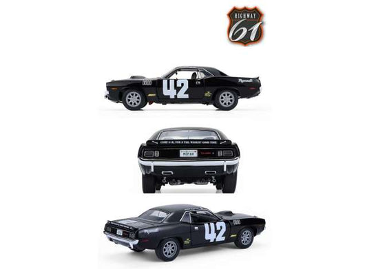 Pre-Order – 1971 Plymouth Cuda #42 Jess Neal, black/white 1:18 Highway 61 Model (hwy18051) – ETA. September 2026