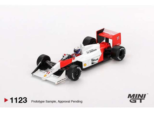 Pre-Order – 1988 McLaren MP4/4 #11 Alain Prost Japanese  Grand Prix 2nd Place, white/red 1:64 Mini GT Model (MGT01123BL) – ETA. September 2026