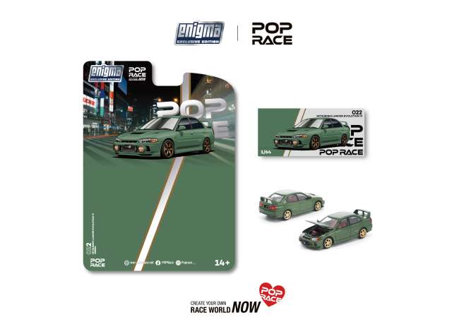 Pre-Order – Mitsubishi Lancer Evolution IV, green 1:64 Pop Race Limited Model (PRE022) – ETA. July/August 2026