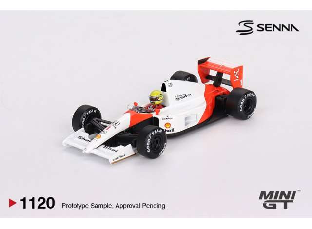 Pre-Order – 1991 McLaren MP4/6 #1 Ayrton Senna Japanese Grand Prix 2nd Place, white/red 1:64 Mini GT Model (MGT01120BL) – ETA. September 2026