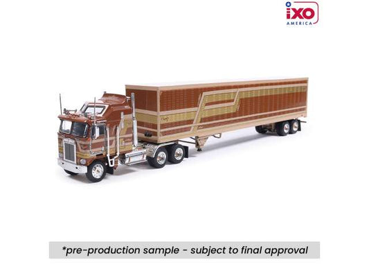 Pre-Order – 1976 Kenworth K100 Aerodyne with Modern Trailer, brown 1:64 IXO America Model (ixoU64TRTR003M) – ETA. September 2026