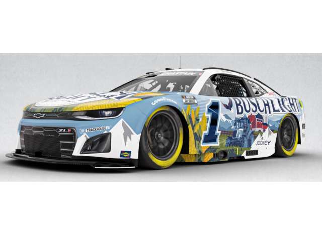 2025 Chevrolet #1 Ross Chastain *Busch Light Farming* white/blue/yellow 1:64 Action Racing Collectibles Model