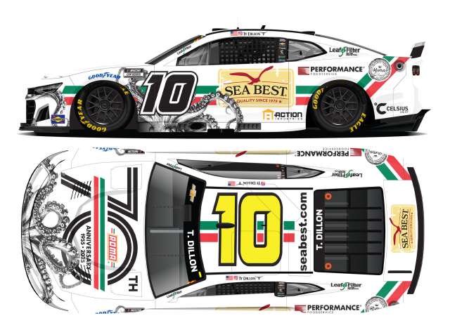 2025 Chevrolet #10 Ty Dillon *Roma 70th Anniversary/Sea Best*, white 1:64 Action Racing Collectibles Model