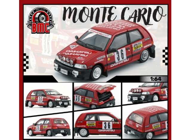 Pre-Order – 1988 Daihatsu Charade #36 Erwin Keller/Oswald Backes Winner Of (Class 3) Rallye Monte Carlo (LHD) (2 Door), Red/White BM64B0447 Stocks Due May / Jun 2026 1:64 BM Creations Diecast Model