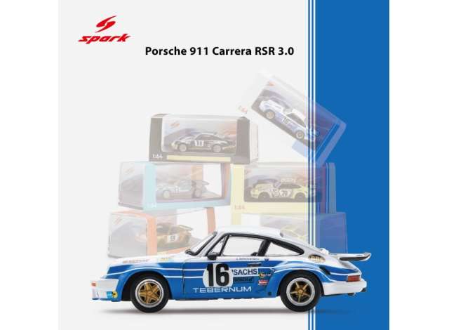 Pre-Order – 1975 Porsche 911 Carrera RSR 3.0 #16 C.Schickentanz/H.Bertrams 24H Le Mans, white/blue 1:64 Spark Model (spa64S022) – ETA. September 2026