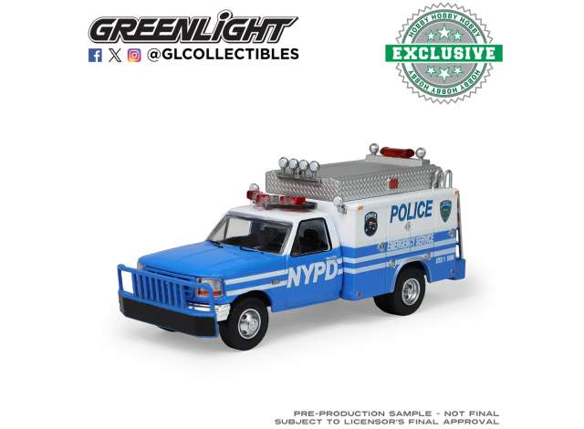 Pre-Order – 1995 Ford F-350 NYPD  Emergency Service *Hot Pursuit*, blue/white 1:64 GreenLight Model (gl30583) – ETA. September 2026