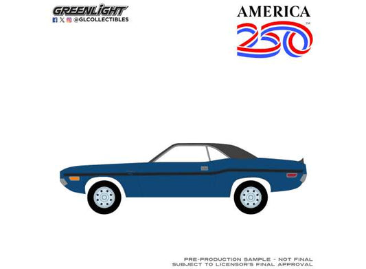 Pre-Order – 1970 Dodge Challenger *Anniversary Collection series 18*, blue 1:64 GreenLight Model (gl28180A) – ETA. September 2026