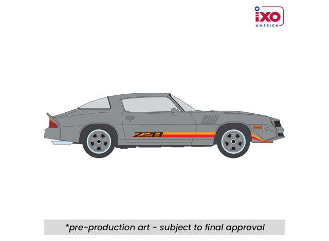 Pre-Order – 1979 Chevrolet Camaro Z28, silver with orange stripes 1:64 IXO America Model (ixoIA64024) – ETA. September 2026
