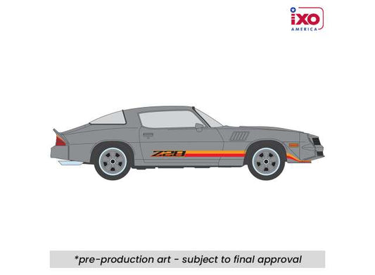 Pre-Order – 1979 Chevrolet Camaro Z28, silver with orange stripes 1:64 IXO America Model (ixoIA64024) – ETA. September 2026