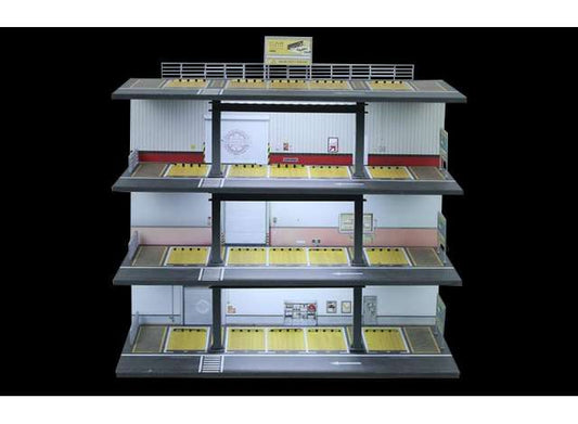 Pre-Order – Diorama *US style 4 storey parking lot with light*, various 1:64 Black Box Diorama Model (MO922004) – ETA. September 2026