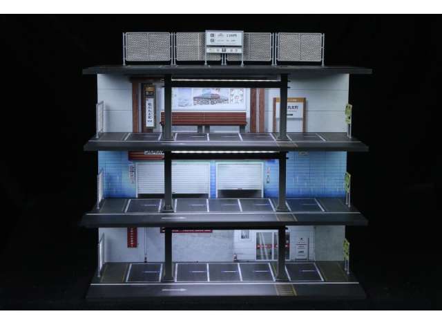 Pre-Order – Diorama *Japan style 4 storey parking lot with light*, various 1:64 Black Box Diorama Model (MO922005) – ETA. September 2026