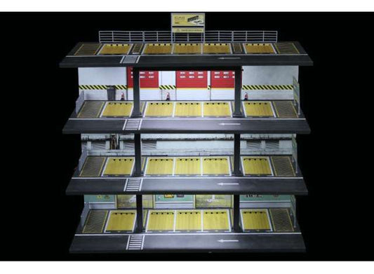 Pre-Order – Diorama *US style 4 storey parking lot with light C*, various 1:64 Black Box Diorama Model (MO922006) – ETA. September 2026