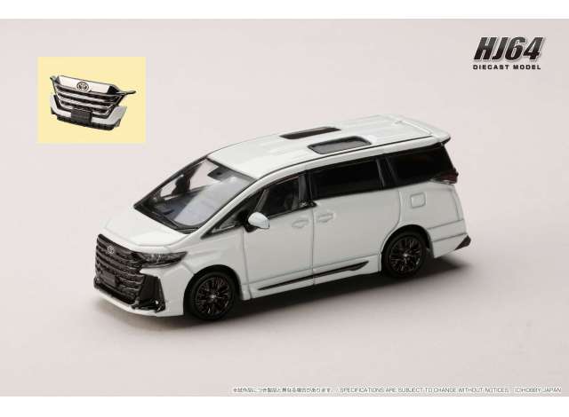 Pre-Order – Toyota VELLFIRE Z PREMIER HYBRID (H40W)/Genuine options, Platinum White Pearl Mica 1:64 Hobby Japan Model (HJ642077CW) – ETA. July/August 2026