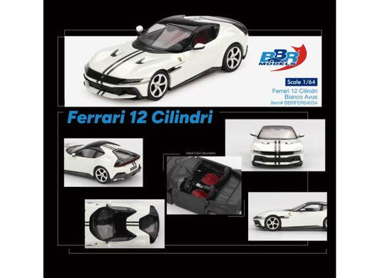 2024 Ferrari 12 Cilindri, Bianco Avus 1:64 BBR Model (BBRFER64034) – ETA. September 2026