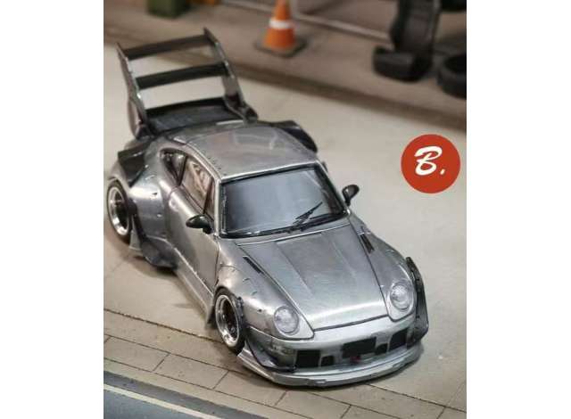 Pre-Order – RWB 993 Zamac with high tail, silver 1:64 Street Weapon Model (STW204) – ETA. July/August 2026