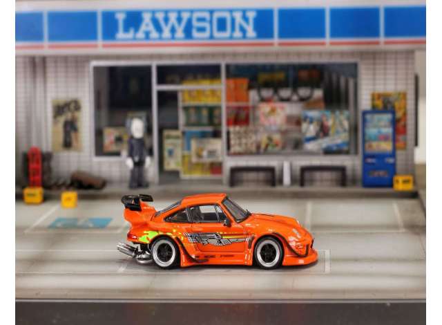 Pre-Order – RWB 993 F&F with low tail, orange 1:64 Street Weapon Model (STW214) – ETA. July/August 2026