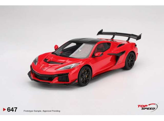 Pre-Order – 2025 Chevrolet Corvette ZR1, torch red 1:18 Top Speed Model (TS0647) – ETA. September 2026