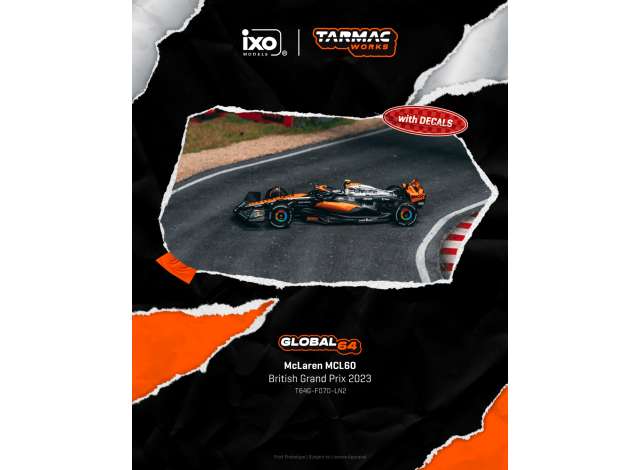 Pre-Order – McLaren MCL60 Lando Norris British Grand Prix 2023, black/orange 1:64 Tarmac Model (TC-T64G-F070-LN2) – ETA. September 2026