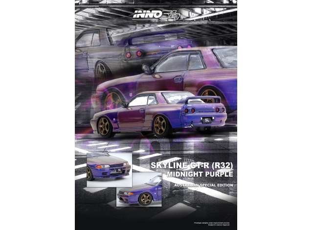 Pre-Order – Nissan Skyline GT-R (R32) Australia Special Edition *Limited Edition*,  midnight purple 1:64 Inno Models Model (IN64-R32-MP-AS) – ETA. September 2026