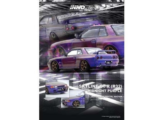 Pre-Order – Nissan Skyline GT-R (R32) Australia Special Edition *Limited Edition*,  midnight purple 1:64 Inno Models Model (IN64-R32-MP-AS) – ETA. September 2026