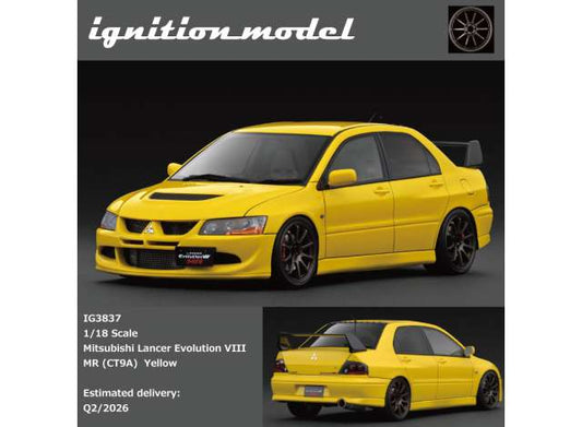 Pre-Order – Mitsubishi Lancer Evolution VIII MR (CT9A), yellow 1:18 Ignition Model (IG3837) – ETA. July/August 2026