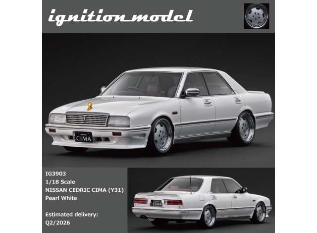 Pre-Order – Nissan Cedric Cima (Y31), pearl white 1:18 Ignition Model (IG3903) – ETA. July/August 2026