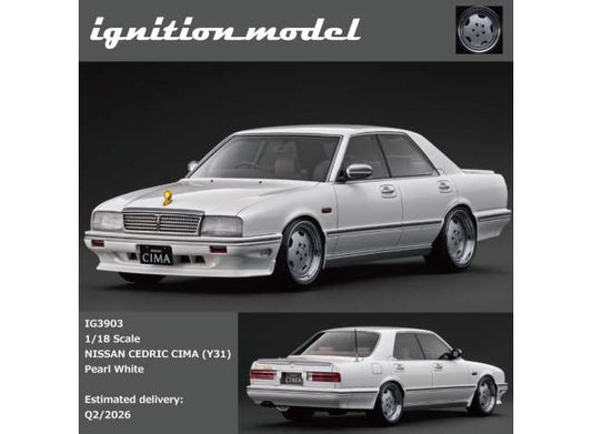 Pre-Order – Nissan Cedric Cima (Y31), pearl white 1:18 Ignition Model (IG3903) – ETA. July/August 2026