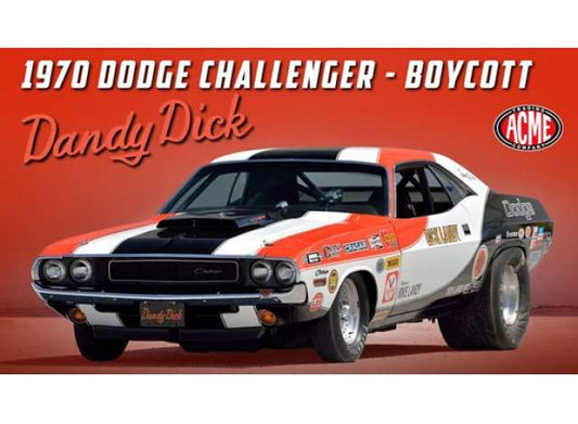 Pre-Order – 1970 Dodge Challenger *BOYCOTT* Dick Landy, white/red/black 1:18 Acme Diecast Model (acme1806031) – ETA. July/August 2026