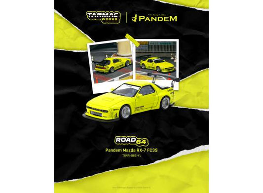 Pre-Order – Pandem Mazda RX-7 FC3S, yellow 1:64 Tarmac Model (TC-T64R-066-YL) – ETA. September 2026