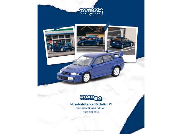 Pre-Order – Mitsubishi Lancer Evolution VI, Tommi Mäkinen Edition, blue 1:64 Tarmac Model (TC-T64R-021-TMEB) – ETA. September 2026