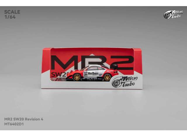Pre-Order – MR2 SW20 #28 *Marlboro Livery*, white/red 1:64 Microturbo Model (MT6402D1) – ETA. September 2026