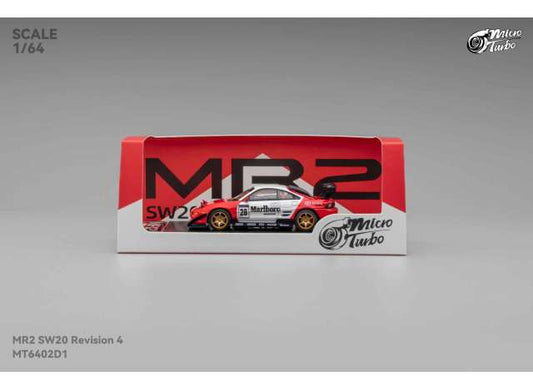 Pre-Order – MR2 SW20 #28 *Marlboro Livery*, white/red 1:64 Microturbo Model (MT6402D1) – ETA. September 2026