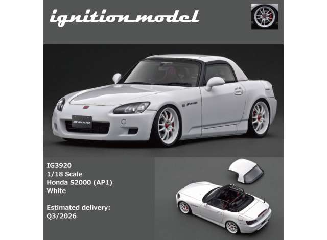 Pre-Order – Honda S2000 (AP1), white 1:18 Ignition Model (IG3920) – ETA. October/November 2026